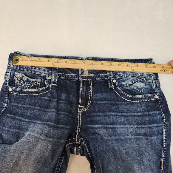 Vintage Y2k Vigoss Jeans 11/12 32 Low Rise Slim Boot Gold Sequins Sparkly - Picture 8 of 15